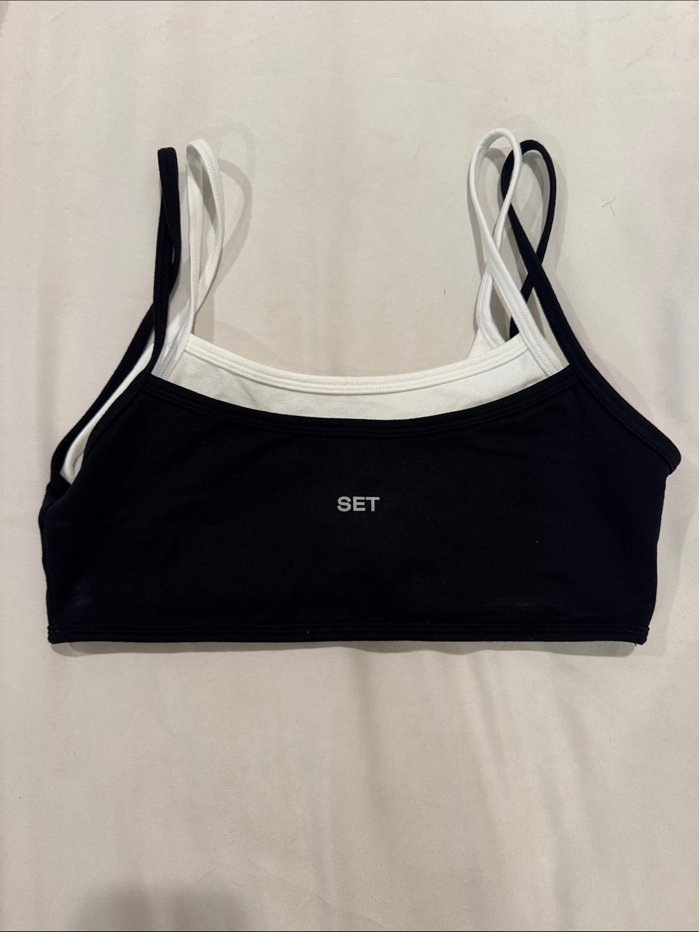 SET Active Womenās Black & White Layered Bra Orca